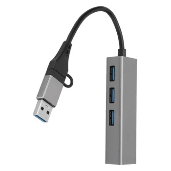 USB3.0 Концентратор 5 Гбит/с Подключи и Играй 4 Порта Из Алюминиевого сплава USB C к RJ45 Адаптер для Windows для Linux для OS X Серебристо-Серый горячий