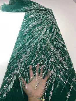 Высококачественные Роскошные бусины GreenHandmade / тюбик из бисера Нигерийская кружевная ткань 2021 года С Африканской Французской вышивкой Кружевная ткань для вечернего платья